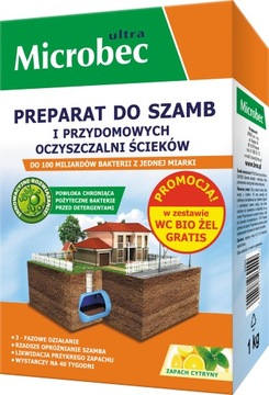 MICROBEC ULTRA Preparat do szamb 1 kg cytryny + ŻEL 500 ml GRATIS - 2 OPAK.