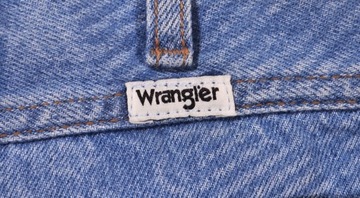 WRANGLER spodnie HIGH WAIST straight BLUE WORLD WIDE _ W34 L34