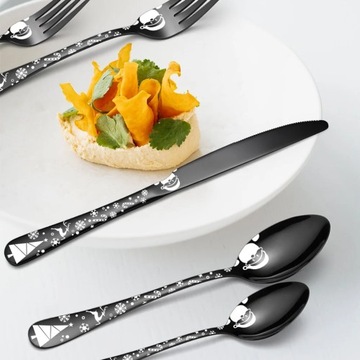 Набор бытовой посуды из 20 шт., многоразовый из нержавеющей стали с черным PVD-покрытием