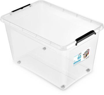 POJEMNIK PUDŁO Z POKRYWKĄ PLASTIK ZAMYKANY 60L