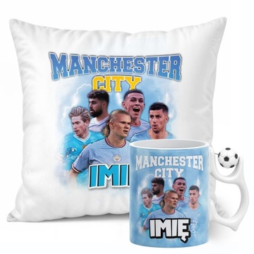Zestaw personalizowany Kubek Piłkarski + Poduszka Manchester City Haaland