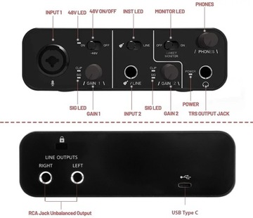 USB-C interfejs audio SPA-I01 do mikrofonu do podcastów streamingu nagrań