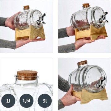 СТЕКЛЯННАЯ БОЧКА ДЛЯ ПИВА С КРАНОМ, 3Л