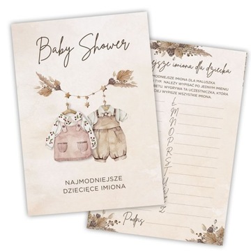 Baby Shower GAME BOHO Имена и предметы 10 шт.