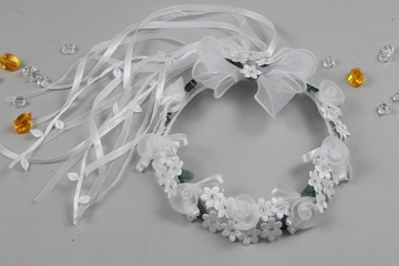 Wianek komunijny kryształki zieleń i złoto