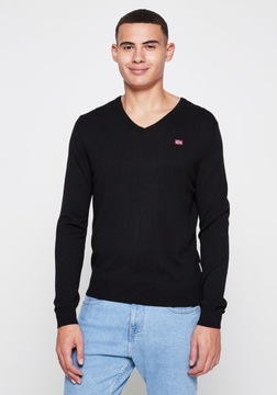Sweter męski czarny V-neck NAPAPIJRI - XL