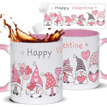 Kubek RÓŻOWY Prezent Walentynki HAPPY VALENTINE Wz