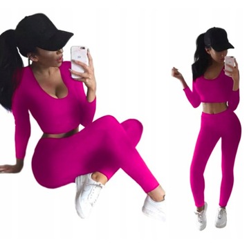 BORDOWY KOMPLET BLUZKA TOP z FALBANKA+ SPODNIE LEGGINSY na GUMCE XS/S