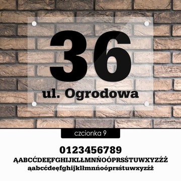 Tablica adresowa adres 3D numer na dom 40x30 przeźroczysta - szkło akrylowe