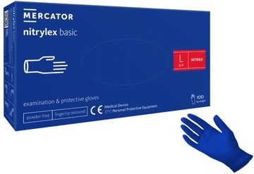 RĘKAWICE rękawiczki NITRYLOWE BEZPUDROWE blue L