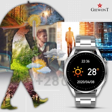 МУЖСКИЕ СМАРТ-ЧАСЫ GIEWONT Vertex SmartCall GW450-5 Серебристые/Углеродистая кожа