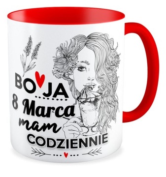 Kubek Czerwony prezent 8 MARCA dziewczyna SZKOŁA Dzień KOBIET DLA NIEJ