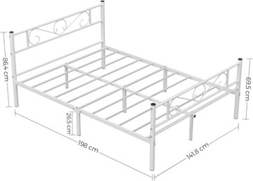 МЕТАЛЛИЧЕСКАЯ ДВУСПАЛЬНАЯ КРОВАТЬ Songmics 140X190