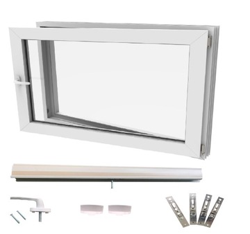 Okno PCV białe 70x40 PRAWE, nowe 700x400 mm rozwierno uchylne, dwuszybowe
