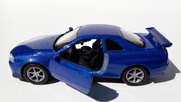 Модель Nissan Skyline GT-R(R34) Синий Металл WELLY 1:34