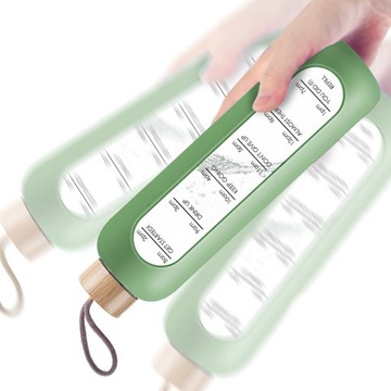 МОТИВАЦИЯ СТЕКЛЯННАЯ БУТЫЛКА ДЛЯ ВОДЫ С ЧАСАМИ 1л 1000мл