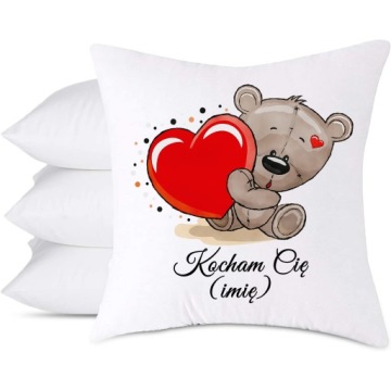 Poduszka Biała Prezent Na WALENTYNKI 45 TWOJE IMIĘ