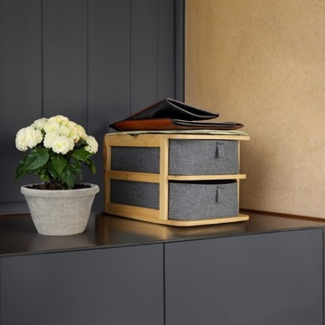 Органайзер для косметических украшений с ящиками Бамбук 2 ящика Серый 1шт