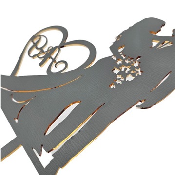 Золотой топпер для торта с инициалами ИНИЦИАЛЫ свадьба свадебное золотое зеркало