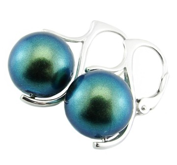 ARSYLION kolczyki perły peacock green 12mm kule