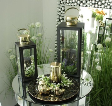 Lampion latarnia biała złota H54 DEcodomi