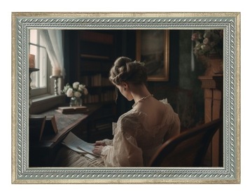 Ramka Harry srebrna zdobiona drewniana dekoracyjna retro vintage 21x30 (A4)