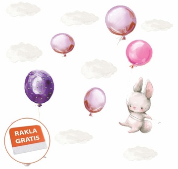 Naklejki na ścianę króliki balony dla dzieci
