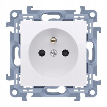 Gniazdo pojedyncze z uziemieniem i przesłonami Biały Simon 10