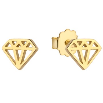 Kolczyki małe złote próby 585 14 karat w kształcie diamentów