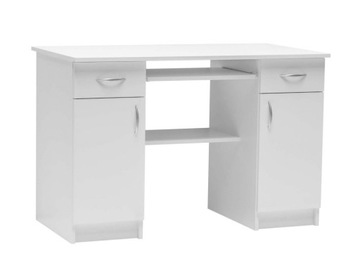 Biurko komputerowe 111 cm z półką biały mat 4-AB