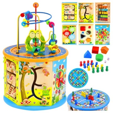 Dřevěná vzdělávací kostka 8v1 Sorter Montessori pro děti Interaktivní