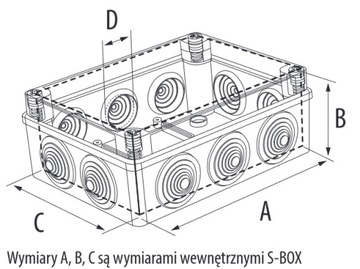 S-BOX 616 УСТАНОВОЧНАЯ КОРОБКА NT 300X220X120 IP56 БЕЗ ДРОССЕЛЕВ