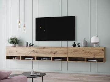 Szafka RTV do salonu wisząca stojąca A 300cm DĄB WOTAN