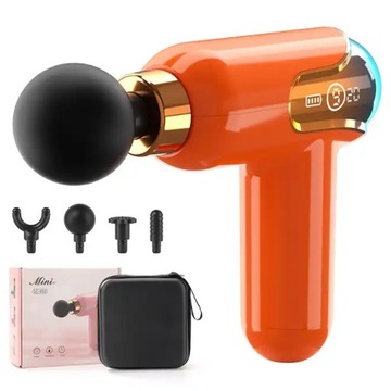 MINI PISTOLET DO MASAŻU MOCNY MASAŻER MASSAGE GUN PRZENOŚNY + 4 KOŃCÓWKI