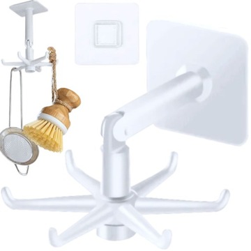 WIESZAK SAMOPRZYLEPNY HACZYK OBROTOWY UCHWYT NA PRZYBORY ORGANIZER 360°