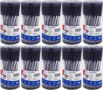 Długopis biurowy MemoBe 1mm 25szt czarny x10
