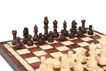 SZACHY TURNIEJOWE DREWNIANE szkolne 27x27 cm wkład + instrukcja