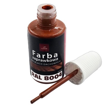 FARBA ZAPRAWKOWA CEGLASTA DO BLACH DACHOWYCH STALOWYCH 22ml RAL 8004 LUGGER