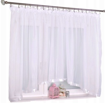 FIRANA Z LAMÓWKA 150x300 BIAŁA WOAL ŁUK FIRANY