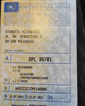 Volkswagen T-Cross SUV 1.0 TSI 95KM 2021 Volkswagen T-Cross 2021r, SALON POLSKA. 1.0 TSI. Uszkodzony prawy przod i, zdjęcie 24