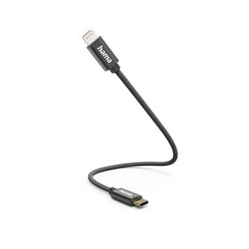HAMA USB-C - LIGHTNING ŁAUJĄCY/DATA 0,2m CZARNY