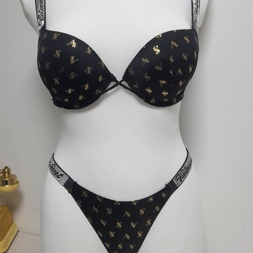 Victoria's Secret komplet bielizny czarny rozmiar 75B //