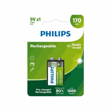 PHILIPS 9VB1A17/10 AKUMULATOR 8,4V 6F22 170MAH 9V