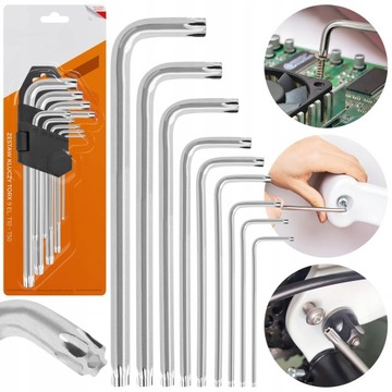 КЛЮЧИ TORX, 9 предметов, стальной шестигранный ключ T10 - T50, набор шестигранных ключей Torx