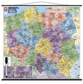 Mapa Polski Administracyjna 106cmx100cm Rurki PCV Polska Aktualna Mapa 2024