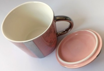 Kubek z pokrywką kokardą święta prezent 380ml