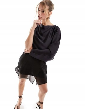 Asos Design bmc marszczenia asymetria mini sukienka czarna łączenie XXL NH2
