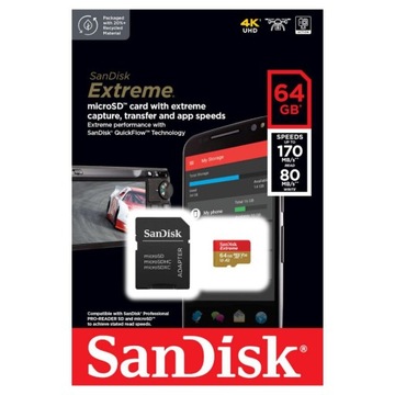 ND38_SDSQXAH-064G-GN6MA SanDisk Extreme microSDXC - Karta pamięci 64 GB A2