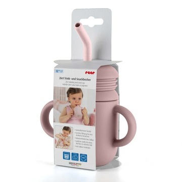 Силиконовая чашка от высыпаний с соломенной крышкой для снеков 2в1 180мл REER