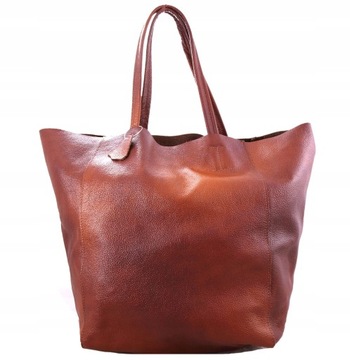 Torebka Skórzana Damska Shopper Skóra Naturalna Worek Model 2w1